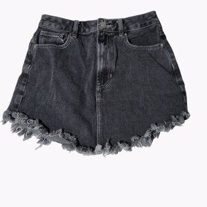 Pacsun Jean Mini Skirt Womens Size 26 Short Cut Off Black Denim Casual